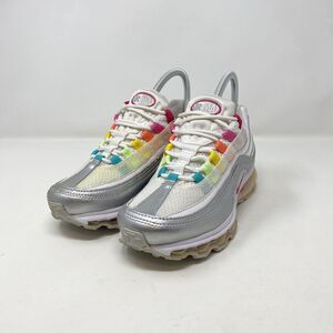Nike Air Max 95 360 Shoes Youth Size 4Y White Silver Pink Rainbow GS 401258-101